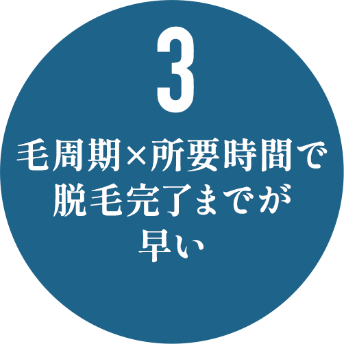 毛周期×所要時間で 脱毛完了までが早い